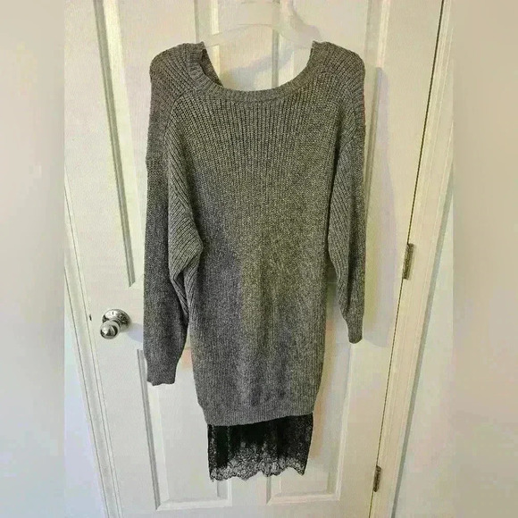 Who What Wear Womens Sweater Dress with Lace Bottom Size L - Picture 3 of 4